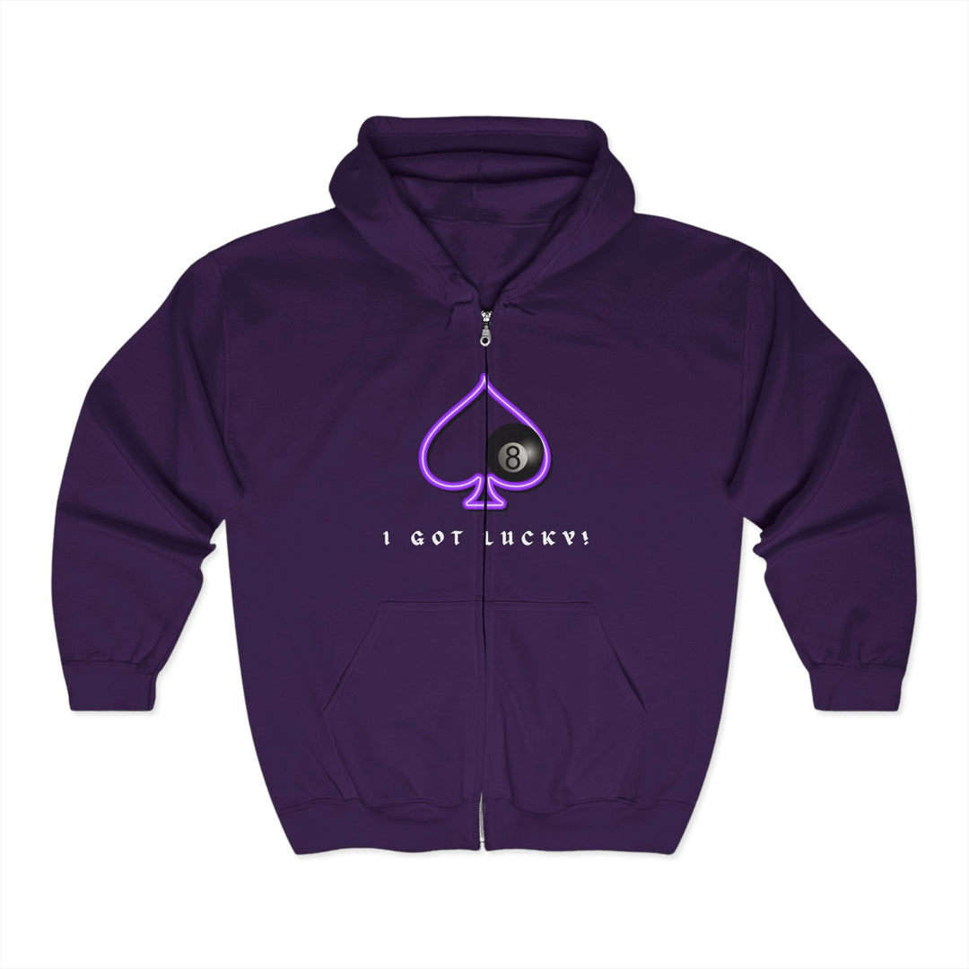 I Got Lucky - 8 Ball Billiards - Full Zip Hoodie - BFLY BILLIARDS