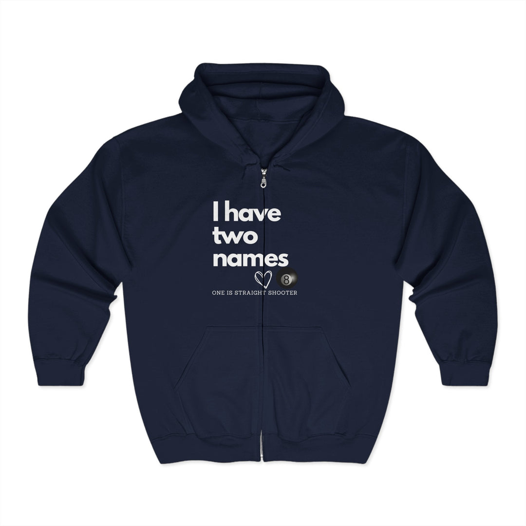 I have Two Names - 8 Ball - Full Zip Hoodie - BFLY BILLIARDS