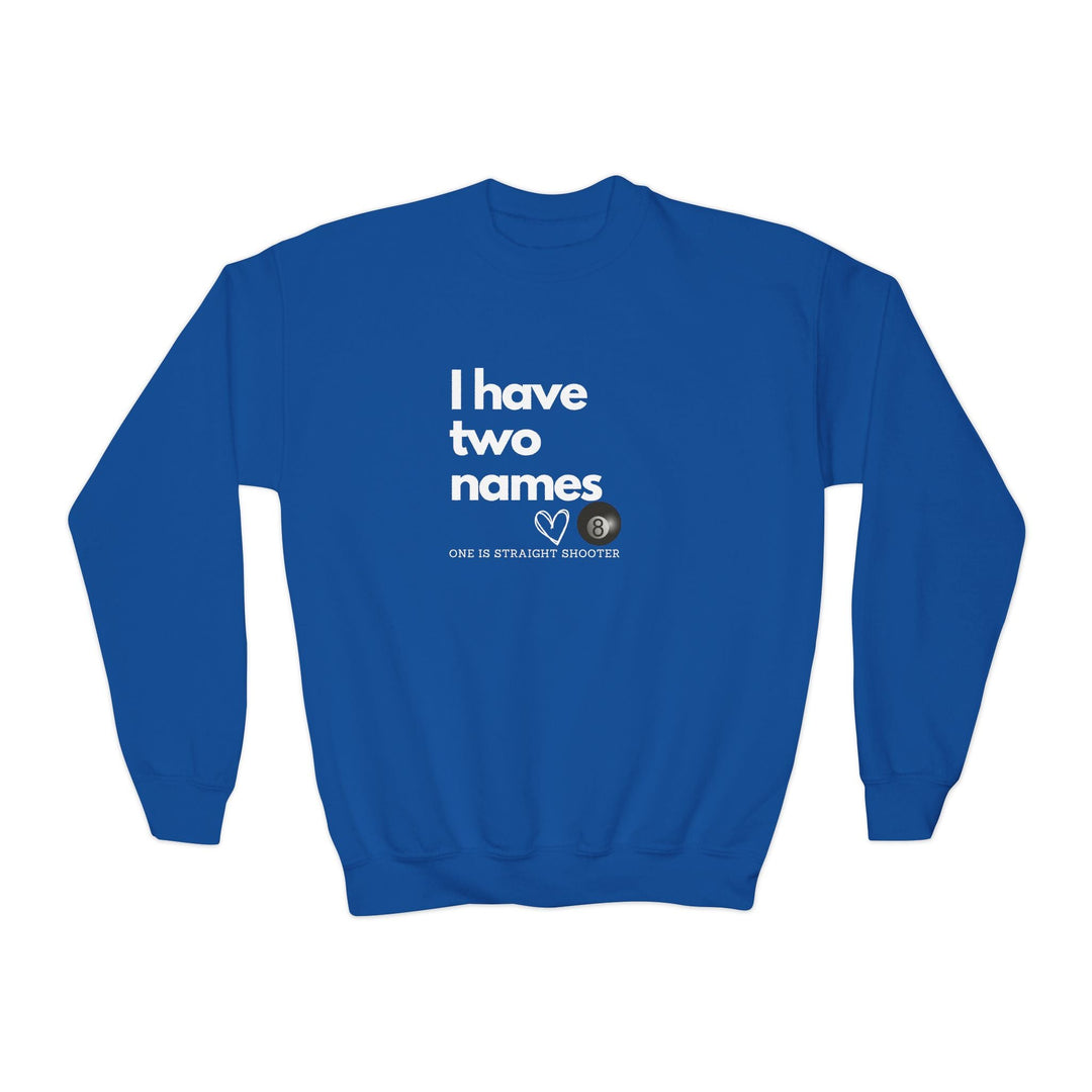 I have Two Names - 8 Ball - Unisex Youth Crewneck Sweatshirt - BFLY BILLIARDS