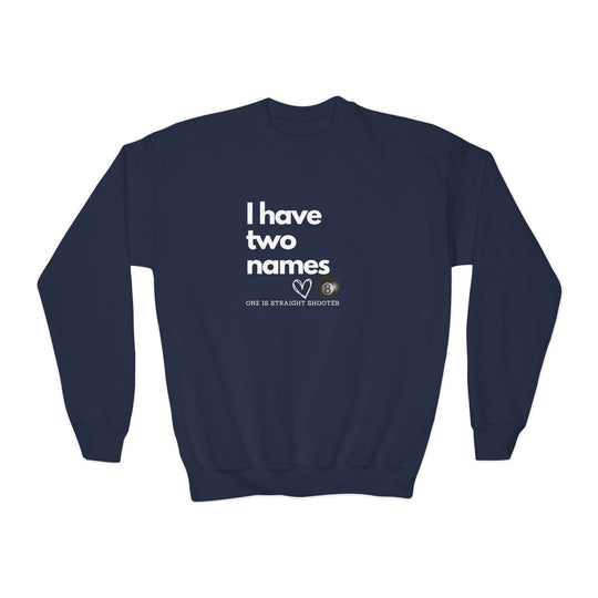 I have Two Names - 8 Ball - Unisex Youth Crewneck Sweatshirt - BFLY BILLIARDS