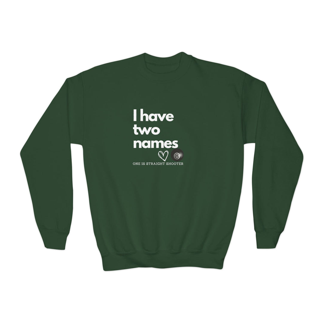 I have Two Names - 8 Ball - Unisex Youth Crewneck Sweatshirt - BFLY BILLIARDS