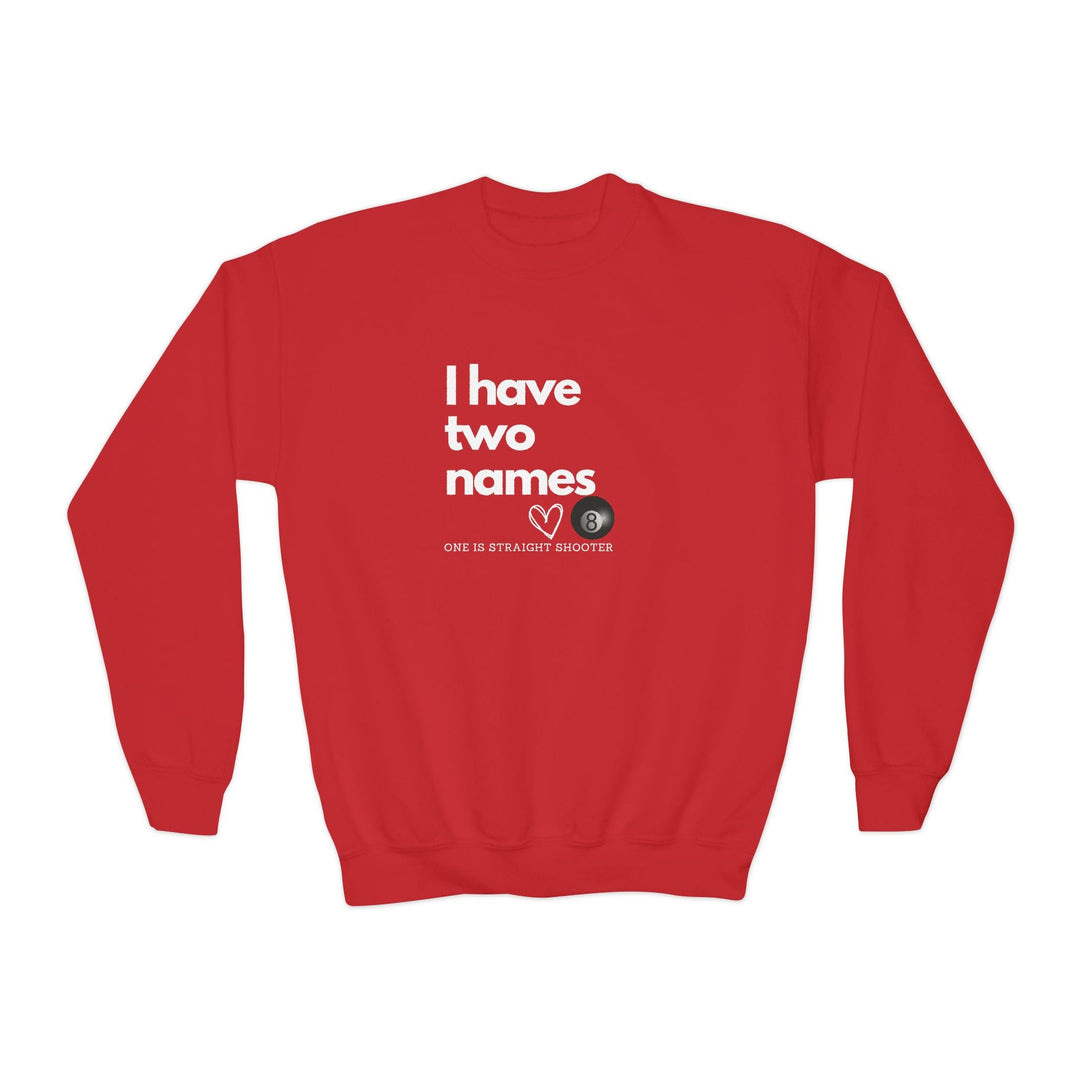 I have Two Names - 8 Ball - Unisex Youth Crewneck Sweatshirt - BFLY BILLIARDS