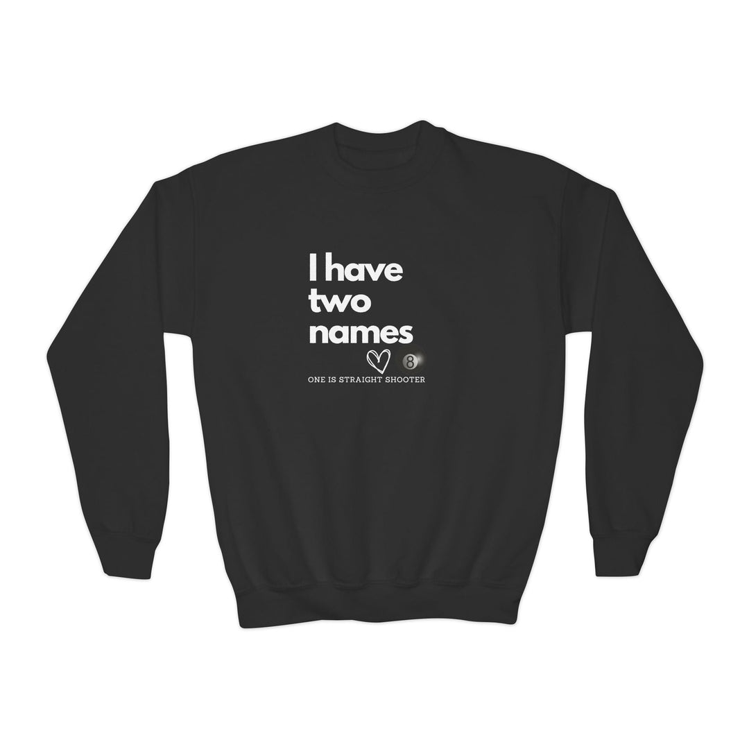 I have Two Names - 8 Ball - Unisex Youth Crewneck Sweatshirt - BFLY BILLIARDS