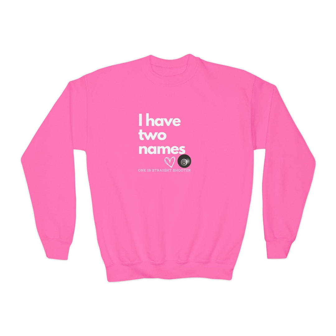 I have Two Names - 8 Ball - Unisex Youth Crewneck Sweatshirt - BFLY BILLIARDS
