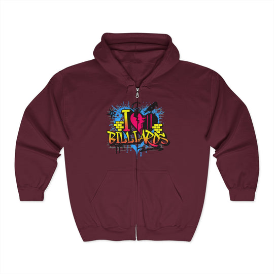 I Love Billiards Graffiti - Full Zip Hoodie - BFLY BILLIARDS