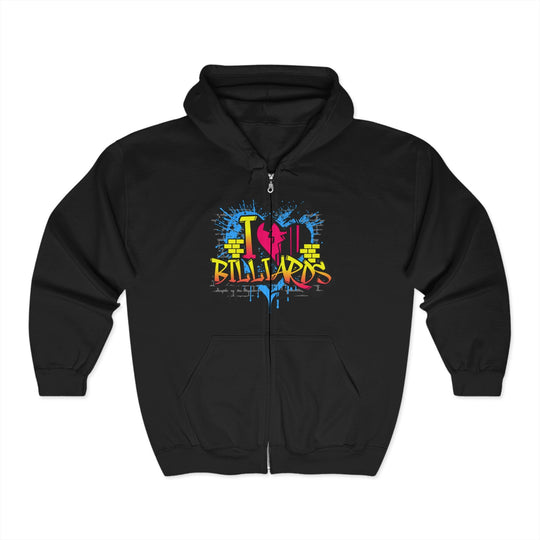 I Love Billiards Graffiti - Full Zip Hoodie - BFLY BILLIARDS