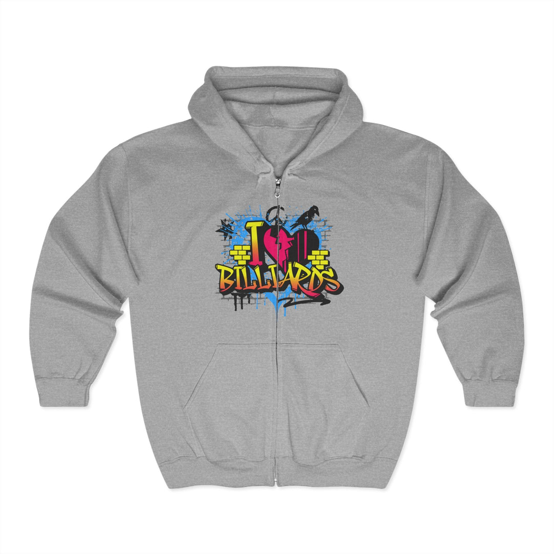 I Love Billiards Graffiti - Full Zip Hoodie - BFLY BILLIARDS