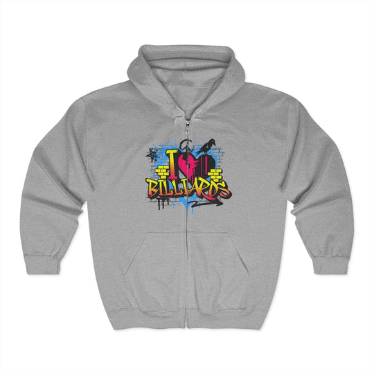 I Love Billiards Graffiti - Full Zip Hoodie - BFLY BILLIARDS
