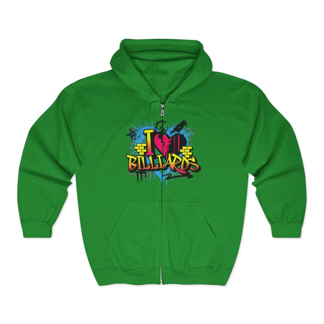 I Love Billiards Graffiti - Full Zip Hoodie - BFLY BILLIARDS