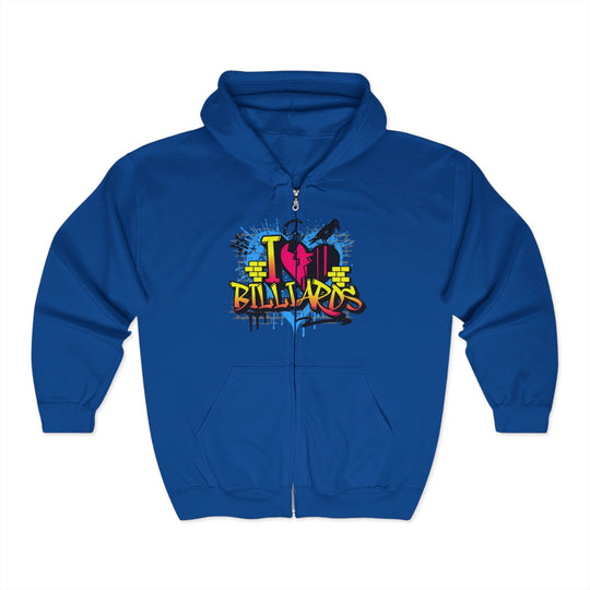 I Love Billiards Graffiti - Full Zip Hoodie - BFLY BILLIARDS