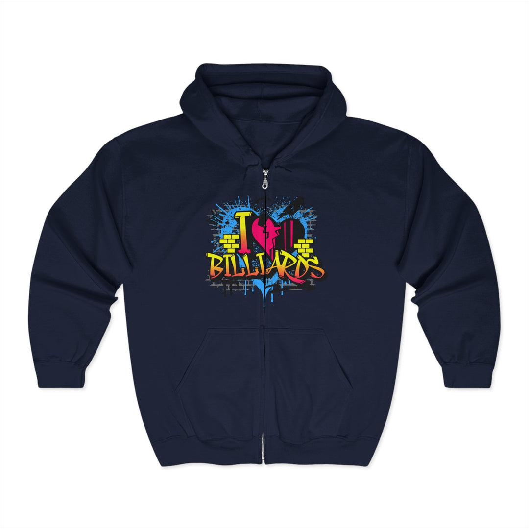 I Love Billiards Graffiti - Full Zip Hoodie - BFLY BILLIARDS