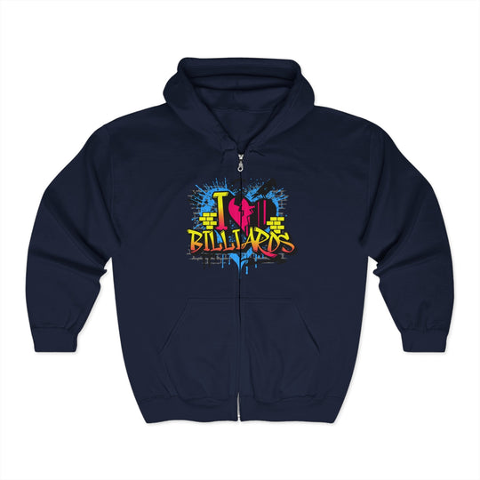 I Love Billiards Graffiti - Full Zip Hoodie - BFLY BILLIARDS