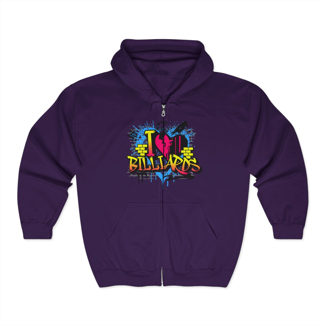 I Love Billiards Graffiti - Full Zip Hoodie - BFLY BILLIARDS