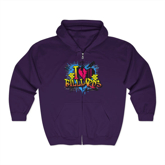 I Love Billiards Graffiti - Full Zip Hoodie - BFLY BILLIARDS