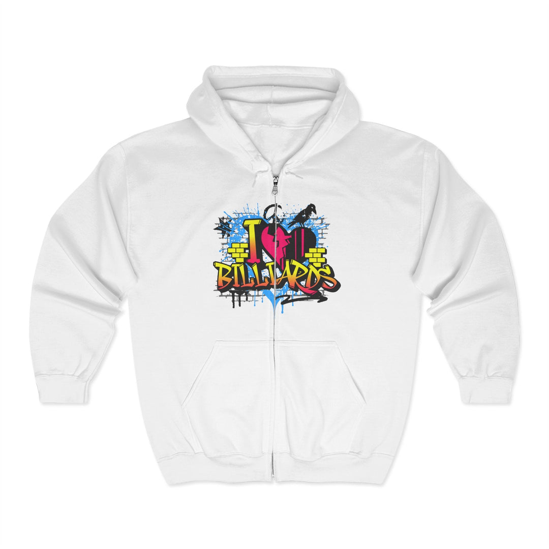 I Love Billiards Graffiti - Full Zip Hoodie - BFLY BILLIARDS