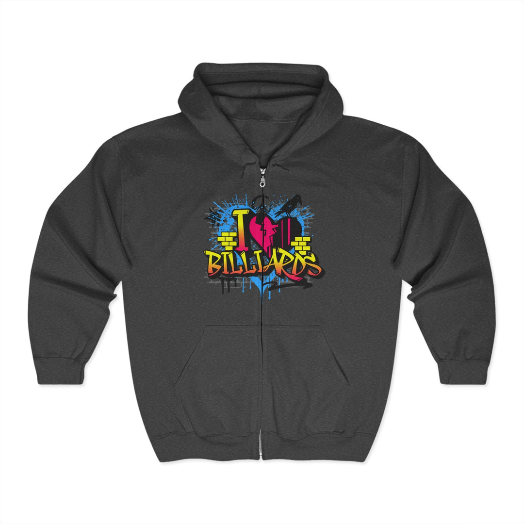I Love Billiards Graffiti - Full Zip Hoodie - BFLY BILLIARDS