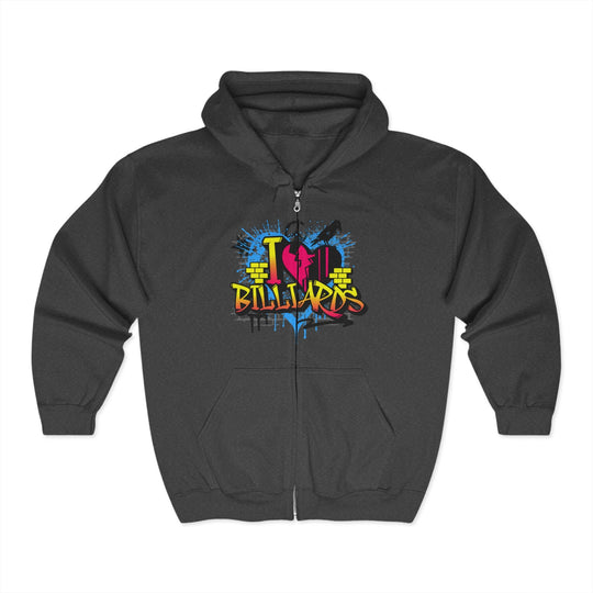 I Love Billiards Graffiti - Full Zip Hoodie - BFLY BILLIARDS