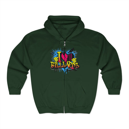I Love Billiards Graffiti - Full Zip Hoodie - BFLY BILLIARDS