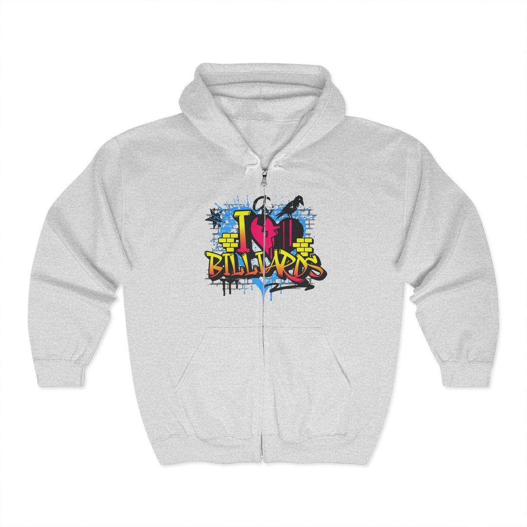 I Love Billiards Graffiti - Full Zip Hoodie - BFLY BILLIARDS