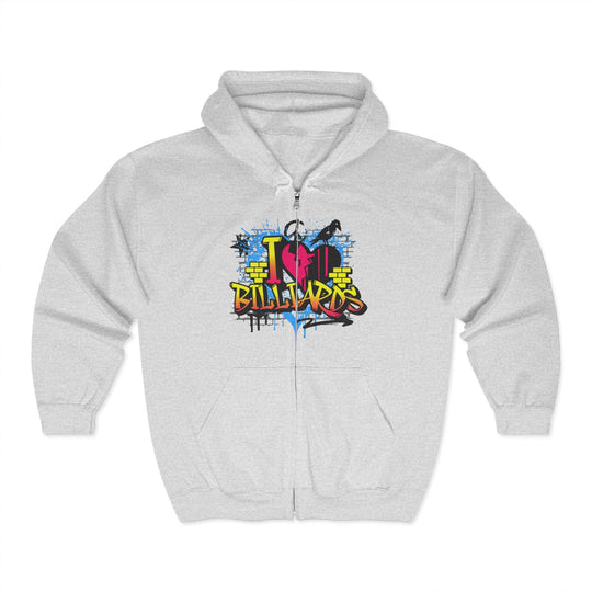 I Love Billiards Graffiti - Full Zip Hoodie - BFLY BILLIARDS