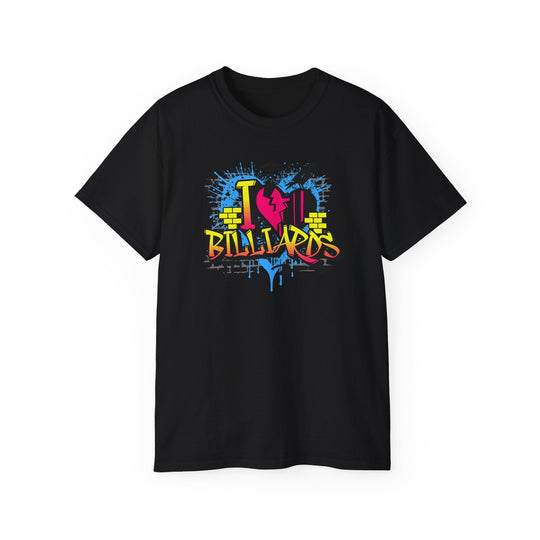 I Love Billiards Graffiti - Unisex Cotton T-Shirt - BFLY BILLIARDS