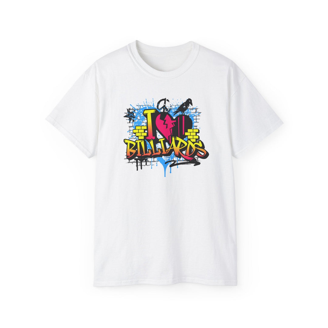 I Love Billiards Graffiti - Unisex Cotton T-Shirt - BFLY BILLIARDS