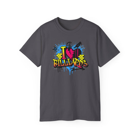 I Love Billiards Graffiti - Unisex Cotton T-Shirt - BFLY BILLIARDS