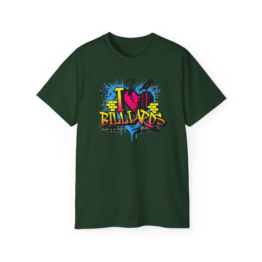 I Love Billiards Graffiti - Unisex Cotton T-Shirt - BFLY BILLIARDS