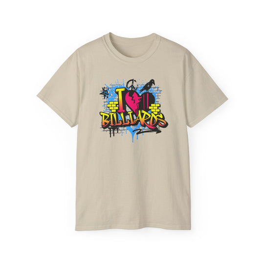 I Love Billiards Graffiti - Unisex Cotton T-Shirt - BFLY BILLIARDS