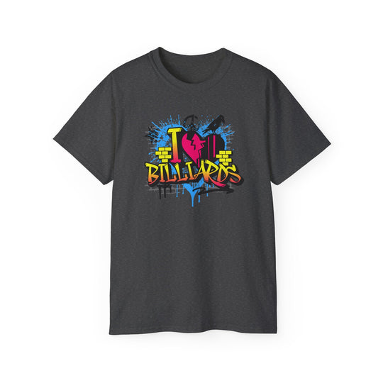 I Love Billiards Graffiti - Unisex Cotton T-Shirt - BFLY BILLIARDS