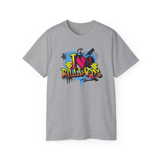 I Love Billiards Graffiti - Unisex Cotton T-Shirt - BFLY BILLIARDS