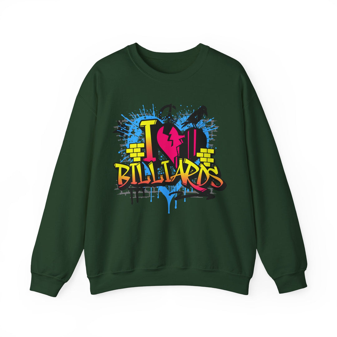 I Love Billiards Graffiti - Unisex Crewneck Sweatshirt - BFLY BILLIARDS