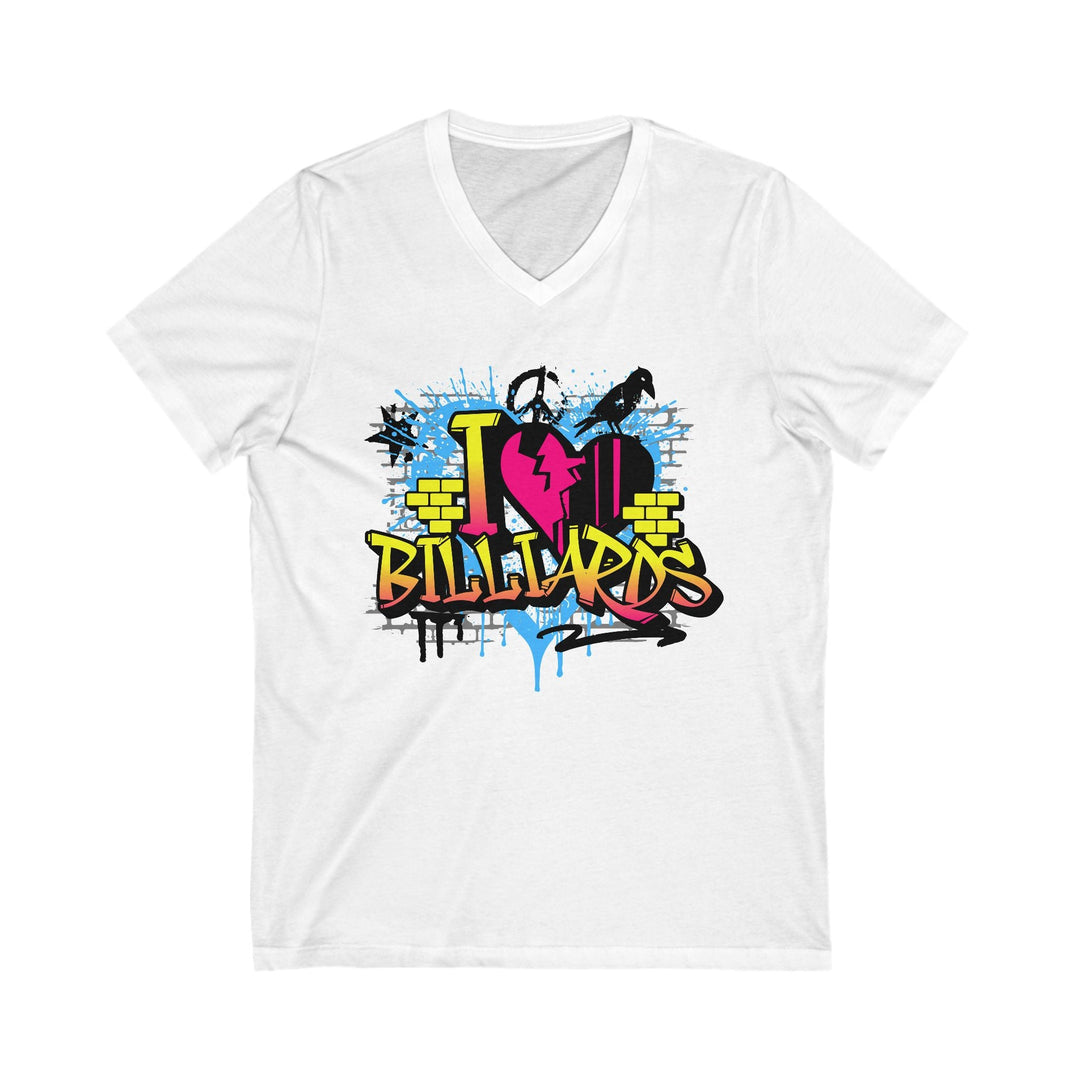 I Love Billiards Graffiti - Unisex V - Neck Tee - BFLY BILLIARDS