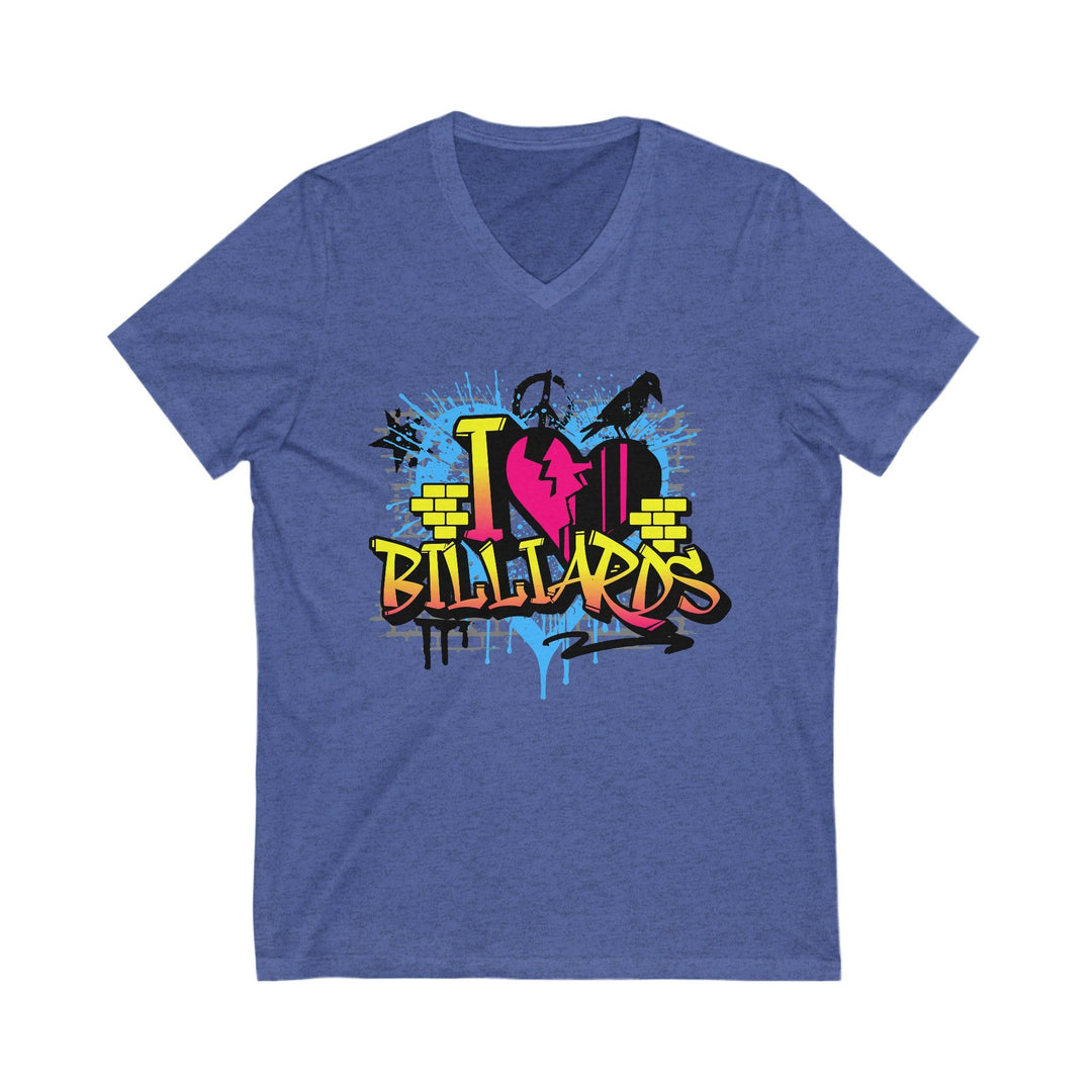I Love Billiards Graffiti - Unisex V - Neck Tee - BFLY BILLIARDS