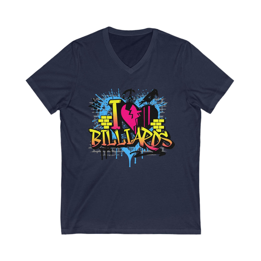 I Love Billiards Graffiti - Unisex V - Neck Tee - BFLY BILLIARDS