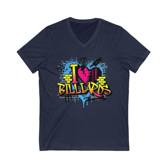 I Love Billiards Graffiti - Unisex V - Neck Tee - BFLY BILLIARDS