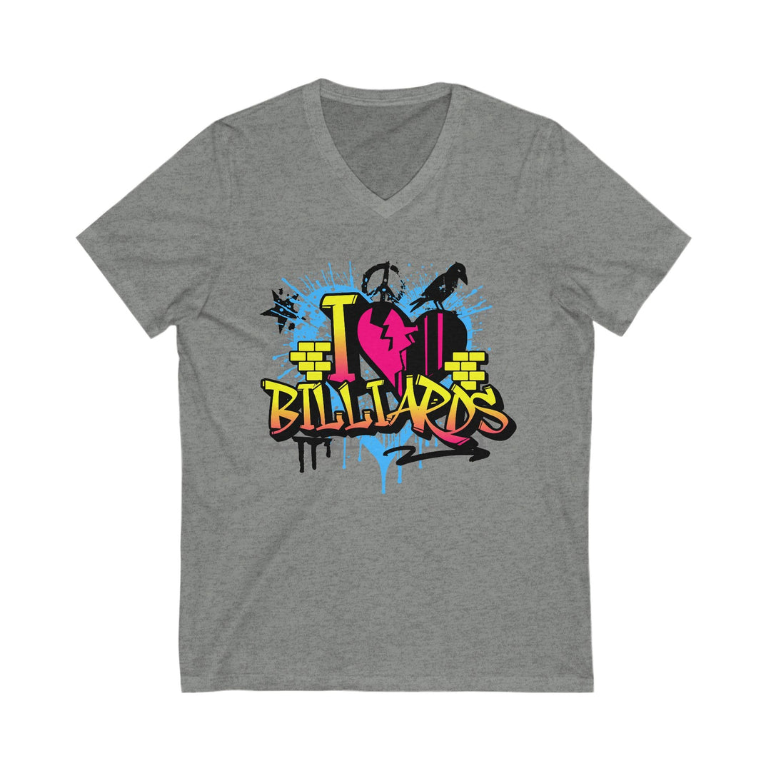 I Love Billiards Graffiti - Unisex V - Neck Tee - BFLY BILLIARDS