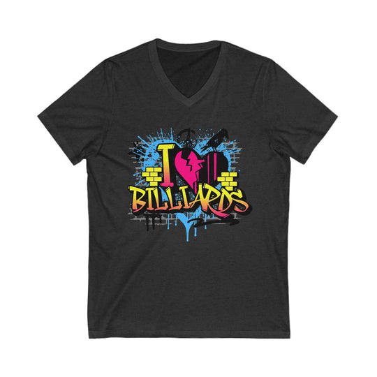 I Love Billiards Graffiti - Unisex V - Neck Tee - BFLY BILLIARDS