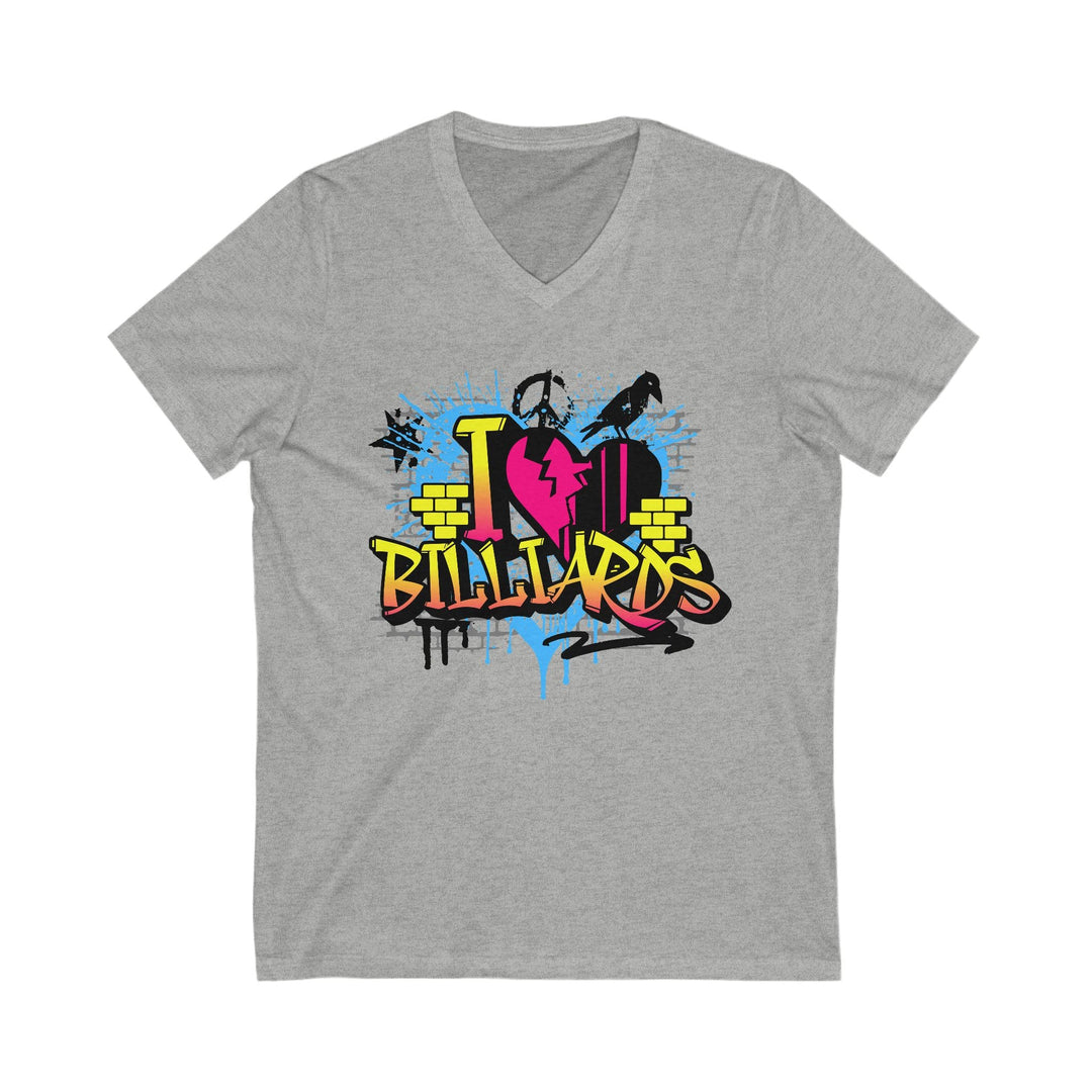 I Love Billiards Graffiti - Unisex V - Neck Tee - BFLY BILLIARDS