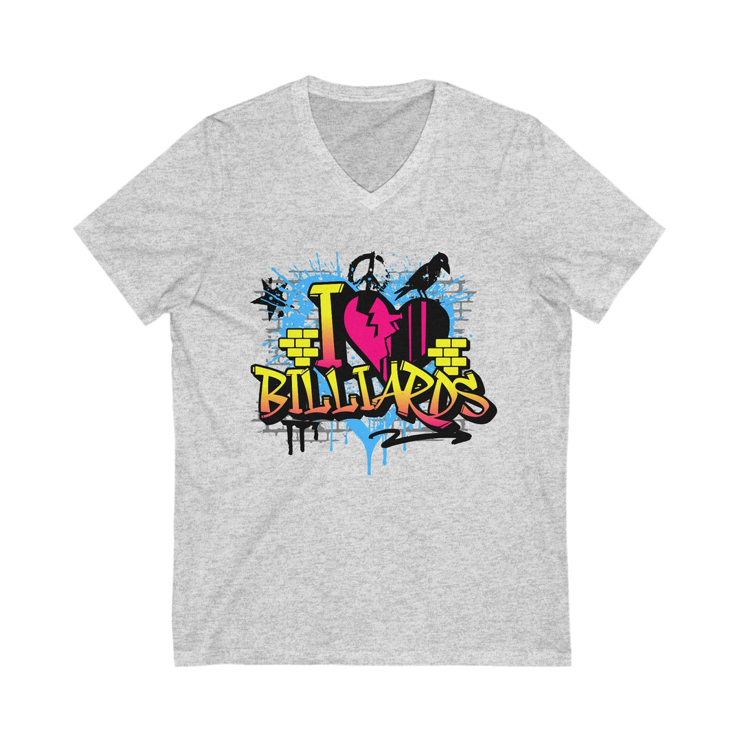 I Love Billiards Graffiti - Unisex V - Neck Tee - BFLY BILLIARDS