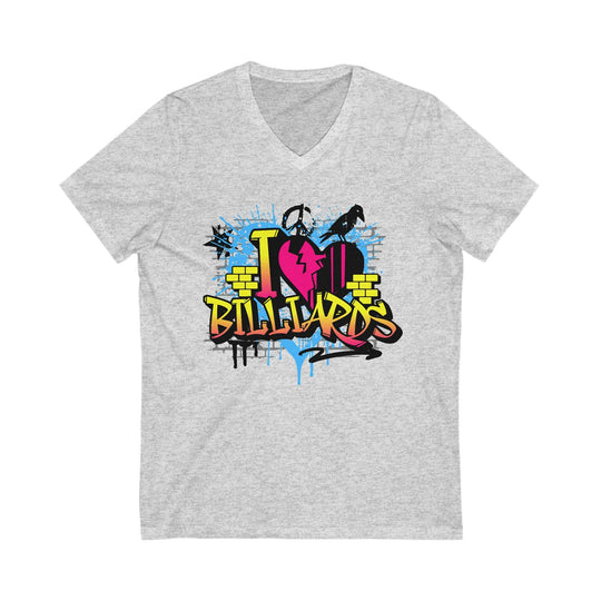 I Love Billiards Graffiti - Unisex V - Neck Tee - BFLY BILLIARDS