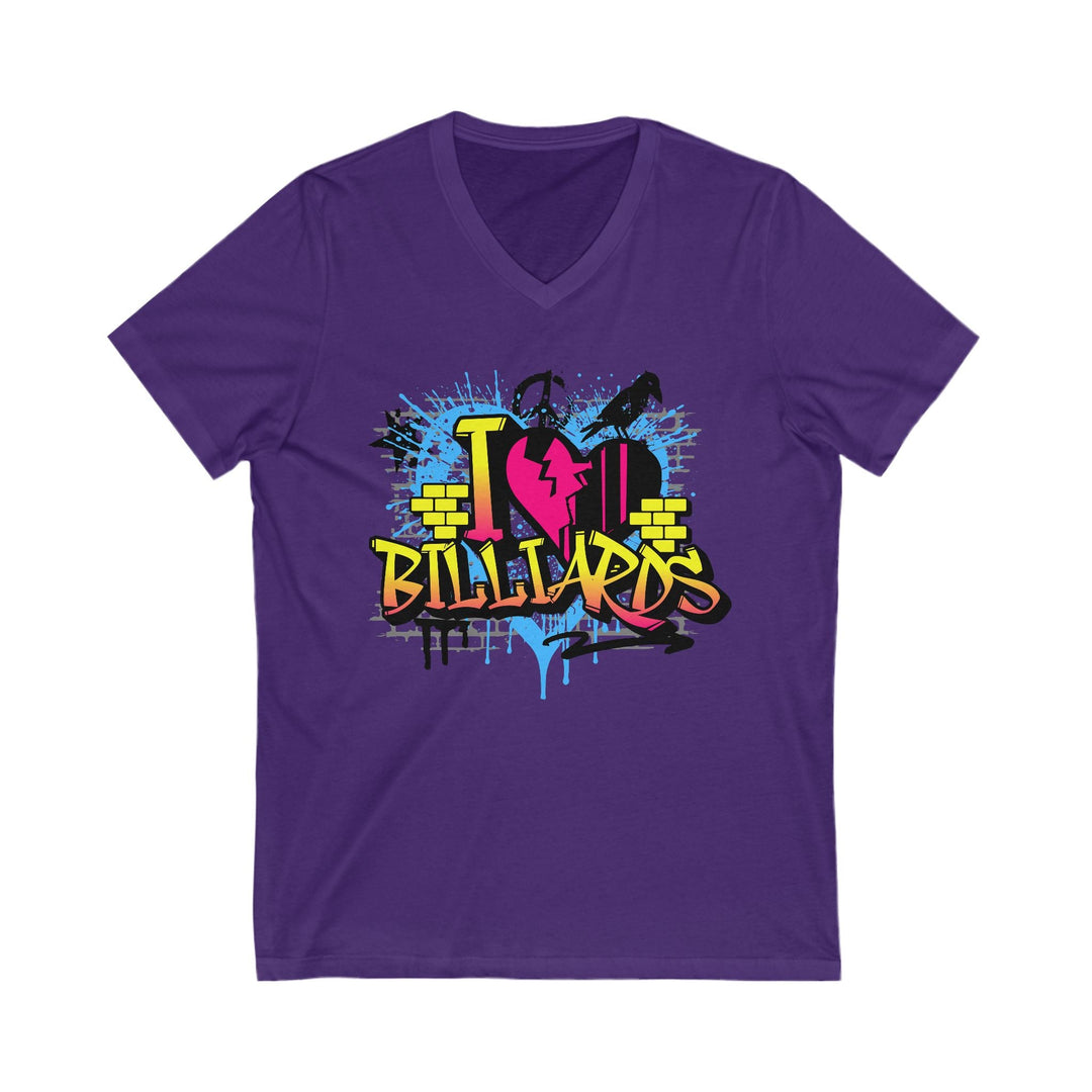 I Love Billiards Graffiti - Unisex V - Neck Tee - BFLY BILLIARDS