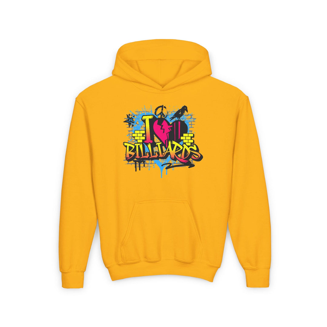 I Love Billiards Graffiti - Unisex Youth Pullover Hoodie - BFLY BILLIARDS