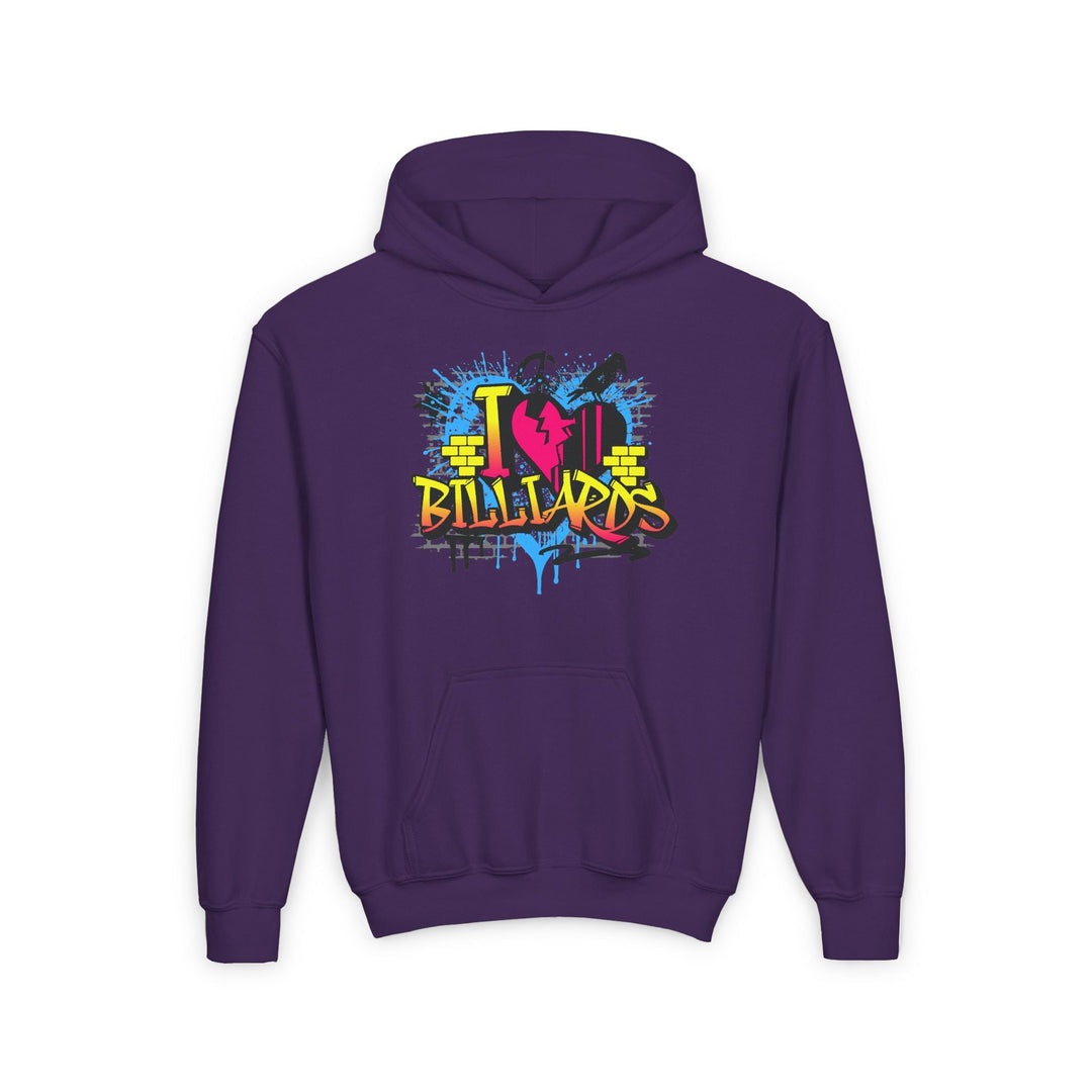 I Love Billiards Graffiti - Unisex Youth Pullover Hoodie - BFLY BILLIARDS