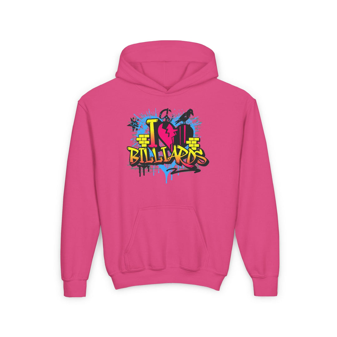 I Love Billiards Graffiti - Unisex Youth Pullover Hoodie - BFLY BILLIARDS