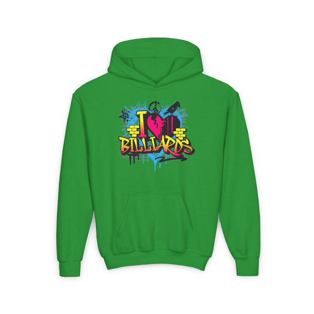 I Love Billiards Graffiti - Unisex Youth Pullover Hoodie - BFLY BILLIARDS