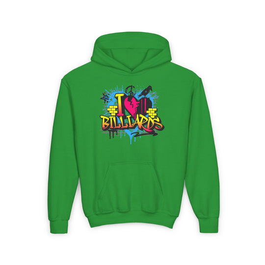 I Love Billiards Graffiti - Unisex Youth Pullover Hoodie - BFLY BILLIARDS
