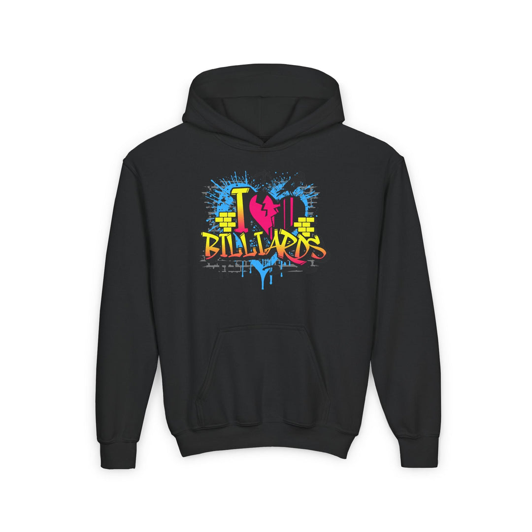 I Love Billiards Graffiti - Unisex Youth Pullover Hoodie - BFLY BILLIARDS