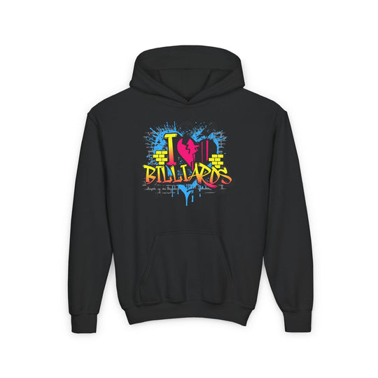 I Love Billiards Graffiti - Unisex Youth Pullover Hoodie - BFLY BILLIARDS