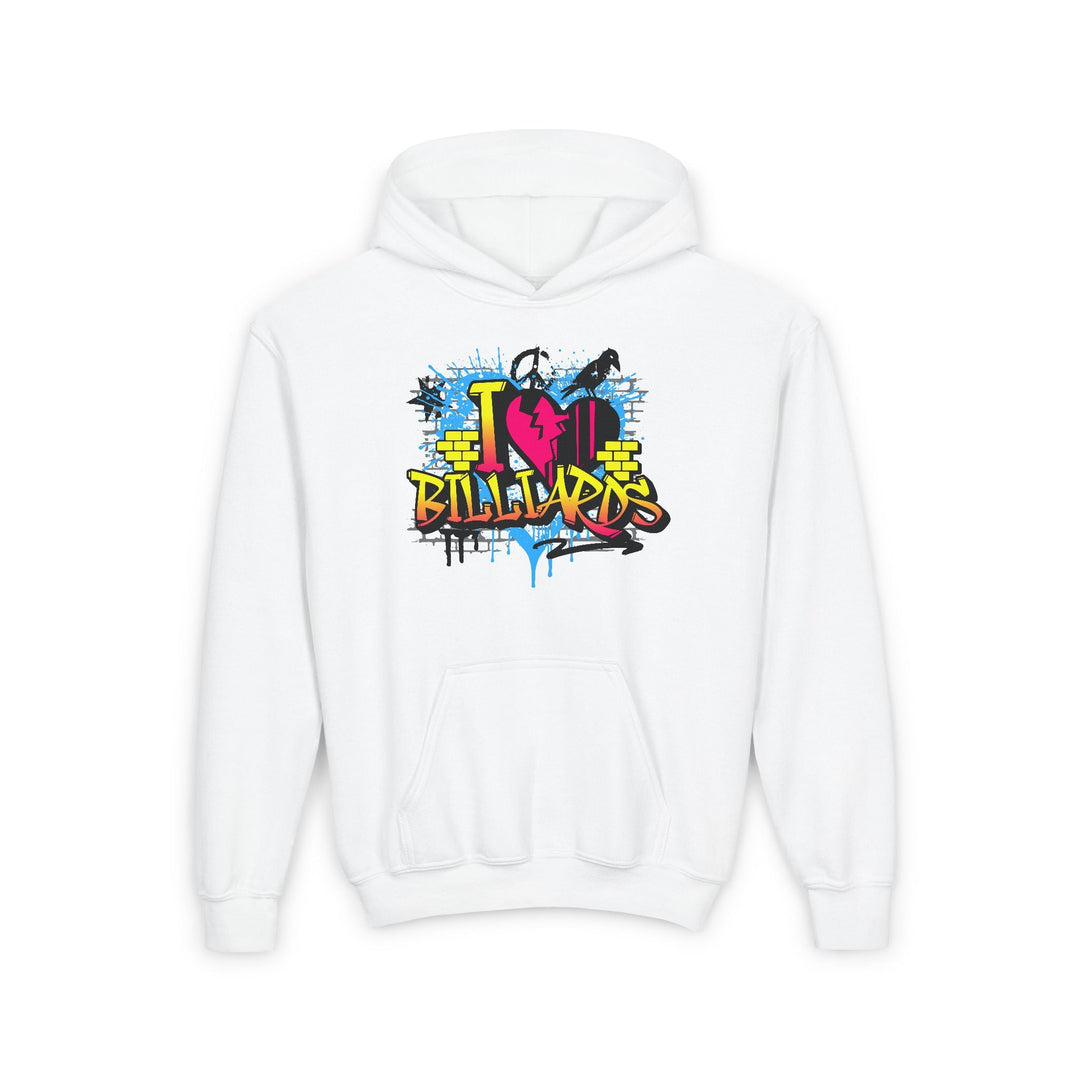 I Love Billiards Graffiti - Unisex Youth Pullover Hoodie - BFLY BILLIARDS